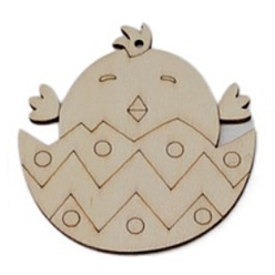 Chick Unfinished Wooden Easter Egg Cutout Pendant Ornaments, with Hemp Rope, for DIY Painting Ornament Easter Home Decoration, Navajo White, Chick Pattern, 7cm, 10pcs/bag