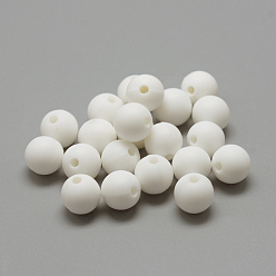 White Food Grade Eco-Friendly Silicone Beads, Round, White, 8~10mm, Hole: 1~2mm