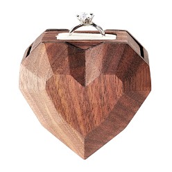 Sienna Rotatable Wood Rings Storage Boxes, Heart, Sienna, 3.6x7x7cm