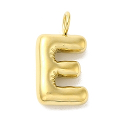 Letter E 304 Stainless Steel Pendants, Real 14K Gold Plated, Letter Charm, Letter E, 24x13x5mm, Hole: 4mm