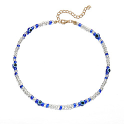 B07-02-43 Colorful Rice Bead Necklace for Women, Creative Lock Collarbone Chain