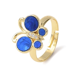 Черный Латунные микро проложить пальцев кольца кубического циркония, бабочка, cmолой, реальный 18 k позолоченный, долговечный, без кадмия и без свинца, стойки покрытие, чёрные, размер США 7 (17.3 мм)