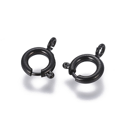 Electrophoresis Black 304 Stainless Steel Smooth Surface Spring Ring Clasps, Electrophoresis Black, 7.7x1.8mm, Hole: 1.8mm