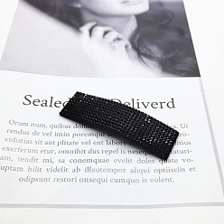 Classic style 7cm Simple Headwear Hairpin with Resin Diamond - Black Hair Clip for Bangs.