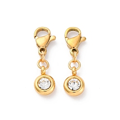 Кристалл 304 из нержавеющей стали горный хрусталь подвески, застежка когтя омара, ионное покрытие (ip), кристалл, 23 мм