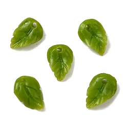 Светло-зеленый Коричневый Синтетические подвески в виде листьев, окрашенные в коралловый цвет, оливковый, 11x7x2.5 мм, отверстие : 1.2 мм