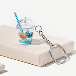Blue Nightlight Fruit Milk Tea Cup Keychain Pendant Banana Kiwi Grape Keychain Nightlight Pendant