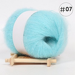 Pale Turquoise 25g Angora Mohair Wool & Acrylic Fiber Knitting Yarn, for Shawl Scarf Doll Crochet Supplies, Round, Pale Turquoise, 1mm