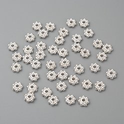 Silver Alloy Beads Daisy Spacer Beads, Cadmium Free & Lead Free, Granulated Beads, Silver, 6x2mm, Hole: 1.5mm, about 4000pcs/1000g