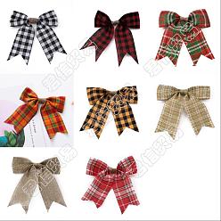 Mixed Color CHGCRAFT 8Pcs 8 Colors Christmas Theme Imitation Linen Bowknot Ornament Accessories, for DIY Clothes, Hats & Shoes, Mixed Color, 150~180x170~200x17~18mm, 1pc/color