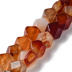 Red Agate Natural Red Agate Star Cut Round Beads Strands, Faceted, 7~8.5x7~8.5x7~8.5mm, Hole: 1.2mm, about 25~26pcs/strand, 8.39''~8.62''(21.3~21.9cm)