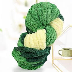 Green Segment Dyed Arm Knitting Yarn, Super Softee Thick Fluffy Jumbo Chenille Polyester Yarn, for Blanket Pillows Home Decoration Projects, Green, 20mm, about 29.53 yards(27m)/skein