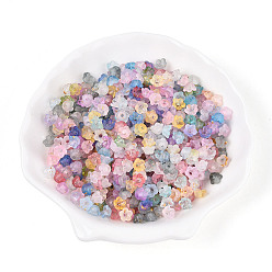 (52) Непрозрачная лаванда Матовые прозрачные акриловые бусины, цветок, золотой фольгой, разноцветные, 5.5~6x3 мм, отверстие : 1.5 мм, о 10860 шт / 500 г.