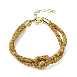 Goldenrod 3MM Round Nylon Braided Cord Bracelet Making, Knot, with Golden 202 Stainless Steel Lobster Clasp & Brass Finding, Goldenrod, 6.69x0.39 inch(17x1cm)