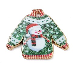 Зеленый Стойки обшивки сплава эмали подвески, золотые, рождественский свитер, зелёные, 20.5x23.5x1.5 мм, отверстие : 1.6 мм