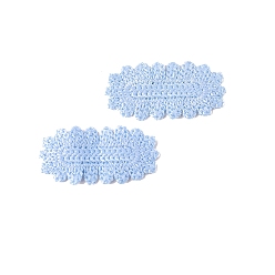 Cornflower Blue Polyester Oval Cabochons, for Hair Accessories Making, Cornflower Blue, 67x34mm