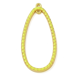 Желтый Подвески из латуни с эмалью в стойку, долговечный, без свинца и без кадмия, реальный 18 k позолоченный, очарование слезы, желтые, 45x22x3 мм, Отверстие : 1.6 мм & 1 мм