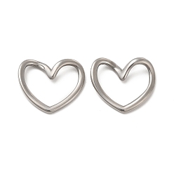 Stainless Steel Color 304 Stainless Steel Linking Rings, Twisted Heart, Stainless Steel Color, 15x17.5x3.5mm, Inner Diameter: 7x13.5mm