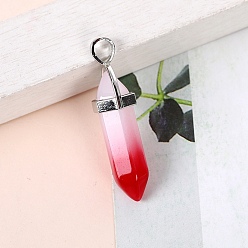 Red Glass Pendants, Bullet Charms, Red, 32x8mm
