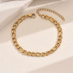 Золотой Панк-стиль ретро 201 браслеты из кубинской цепи из нержавеющей стали для женщин, золотые, внутренний диаметр: 6-3/4 дюйм (17 см)
