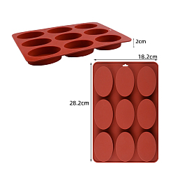 Mixed Color DIY Soap Food Grade Silicone Molds, for Handmade Soap Making, 9 Cavities, Oval, Mixed Color, 282x182x20mm
