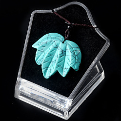 Synthetic Turquoise Synthetic Turquoise Pendants Necklaces, Leaf, 14.96 inch(38cm)