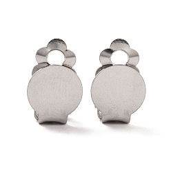 Stainless Steel Color 316 Stainless Steel Clip-on Earring Findings, Earring Settings, Flat Round, Stainless Steel Color, Tray: 10mm, 15.5x10x7mm, Hole: 3mm