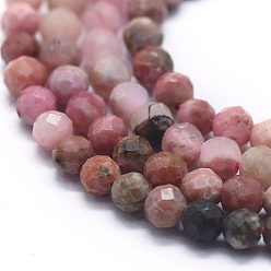 Rhodonite Natural Rhodonite Beads Strands, Gradient Style, Round, Faceted, 3mm, Hole: 0.5mm, about 153pcs/strand, 15.35 inch(39cm)