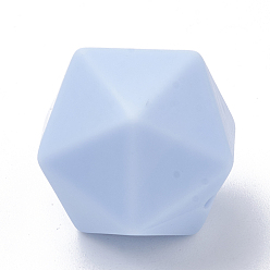 Light Steel Blue Food Grade Eco-Friendly Silicone Focal Beads, Chewing Beads For Teethers, DIY Nursing Necklaces Making, Icosahedron, Light Steel Blue, 16.5x16.5x16.5mm, Hole: 2mm