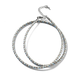 Небесно-голубой Изготовление плетеных ожерелий из полиэфирного шнура, с латунной фурнитурой , нержавеющая сталь застежками, долговечный, платина, голубой, 18-3/4 дюйм (47.5 см)