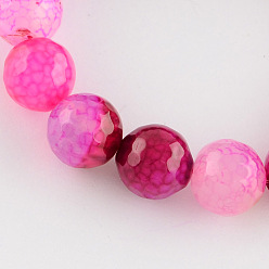 Magenta Dyed Natural Multi-Color Agate Beads Strands, Faceted Round, Magenta, 10mm, Hole: 1mm, about 38pcs/strand, 14.5 inch