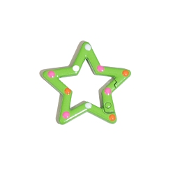 Lime Green Spray Painted Alloy Spring Gate Ring, Polka Dot Pattern, Star, Lime Green, 30x31.5x3.3mm