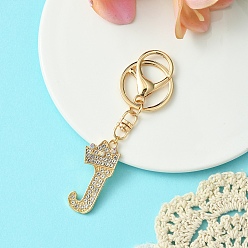 Letter J Брелок из золотого сплава со стразами, с застежкой из сплава и железными кольцами, буква J, 10 см, Кулон : 45 мм