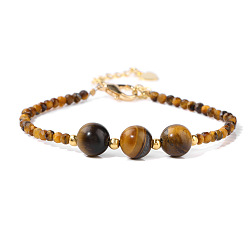 Тигровый глаз Круглые браслеты из натурального тигрового глаза, с застежкой омар коготь