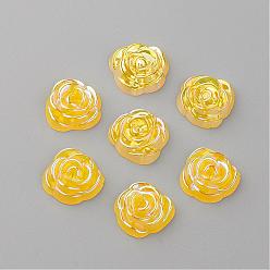Gold Acrylic Cabochons, AB Color Plated, Rose, Gold, 15x14x5mm
