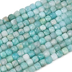 Amazonite Natur Amazonit Perlen Stränge, facettiert, Würfel, 5~5.5x5~5.5x5~5.5 mm, Bohrung: 0.6 mm, ca. 82 Stk. / Strang, 15.16'' (38.5 cm)