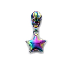 Rainbow Color Zinc Alloy Zipper Head with Star Charms, Zipper Pull Replacement, Zipper Sliders for Purses Luggage Bags Suitcases, Rainbow Color, 2.95x1.95x0.63cm