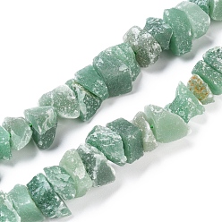 Green Aventurine Natural Green Aventurine Beads Strands, Rough Raw Stone, Nuggets, 13~21x5~13mm, Hole: 1.2mm, about 23~24pcs/strand, 7.87 inch~8.26 inch(20~21cm)