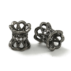 Черный Цвет Металла Стойки обшивки латунь микро проложить кубического циркония бусы, долговечный, без свинца и без кадмия, корона, металлический черный , 8x8 мм, отверстие : 4 мм