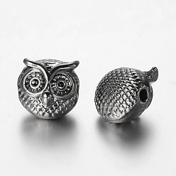 Gunmetal Owl Alloy Beads, Gunmetal, 11x11x9mm, Hole: 1.5mm
