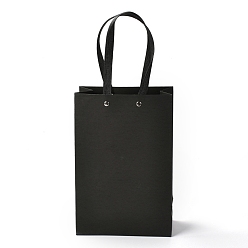 Black Rectangle Paper Bags, with Nylon Handles, for Gift Bags and Shopping Bags, Black, 16x0.4x24cm
