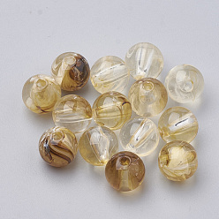 Light Khaki Transparent Acrylic Beads, Two-Tone, Round, Light Khaki, 10mm, Hole: 1.5mm, about 940pcs/500g