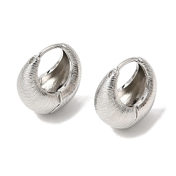 Platinum Brass Hoop Earrings for Women, Round, Platinum, 8.5x16mm
