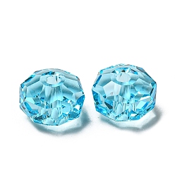 Aquamarine Transparent Glass Beads, Faceted, Rondelle, Aquamarine, 8x5mm, Hole: 1.2mm