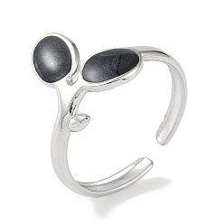 Нержавеющая Сталь Цвет 304 эмалевые кольца на пальцах манжеты из нержавеющей стали, открытые кольца с вишней для женщин, цвет нержавеющей стали, регулируемый, 13 мм