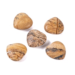 Picture Jasper Natural Picture Jasper Healing Stones, Heart Love Stones, Pocket Palm Stones for Reiki Ealancing, 30x30x11.5~12.5mm