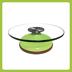 Зелено-Желтый Стеклянный вращающийся поворотный круг, с пластиковой подставкой, вращающийся поднос для торта, для скульптуры из керамической глины, зеленый желтый, 29.7x0.8x8.9 см