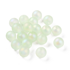 Light Green Rubberized Style Transparent Acrylic Beads, Iridescent, Round, Light Green, 16x15.5mm, Hole: 2.8mm