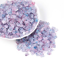 Лиловый Прозрачные стеклянные бусины, окрашенные распылением, треугольные, сирень, 6x5x4.3 мм, отверстие : 1.2 мм, Около 2368 шт / фунт