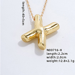 Letter X Нержавеющая сталь праздничный воздушный шар буква кулон кабель цепь ожерелья для женщин, золотые, Письмо X, 15.75 дюйм (40 см)